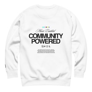 Music Enabled Community Powered - Premium Crewneck (White)