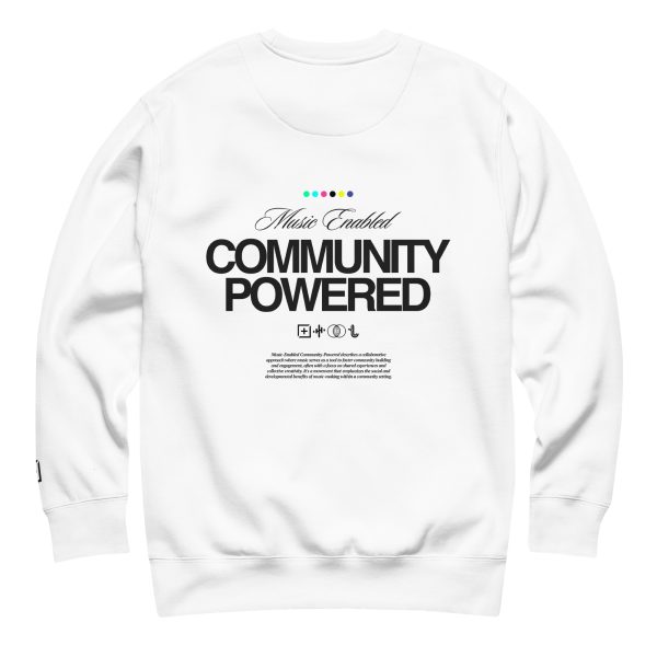 Music Enabled Community Powered - Premium Crewneck (White)