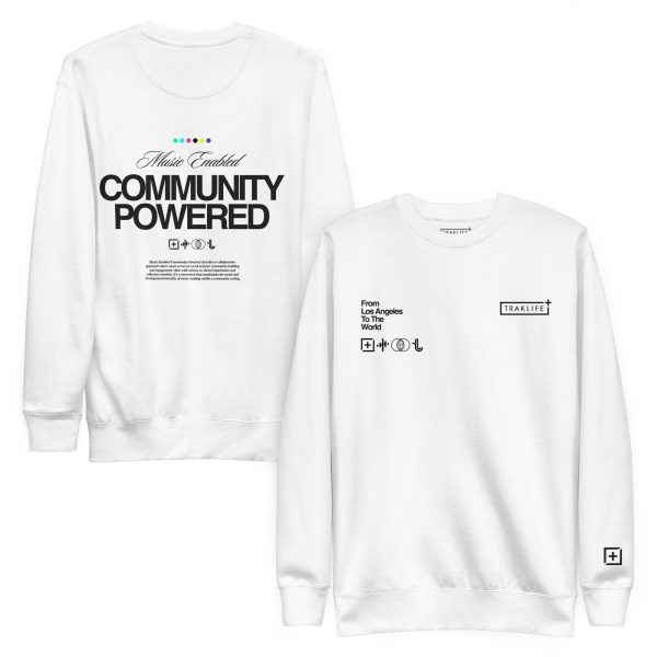Music Enabled Community Powered - Premium Crewneck (White) - Image 2